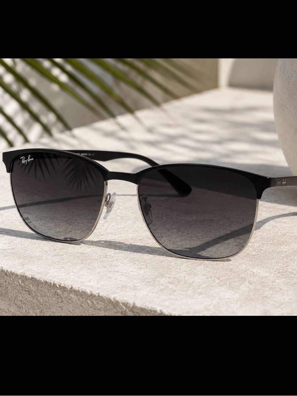 Ray-Ban RB3569 Men’s Square Sunglasses 59mm Black Silver Grey Gradient Unisex